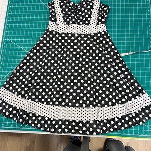 Polka Dot Midi Dress - Black and White